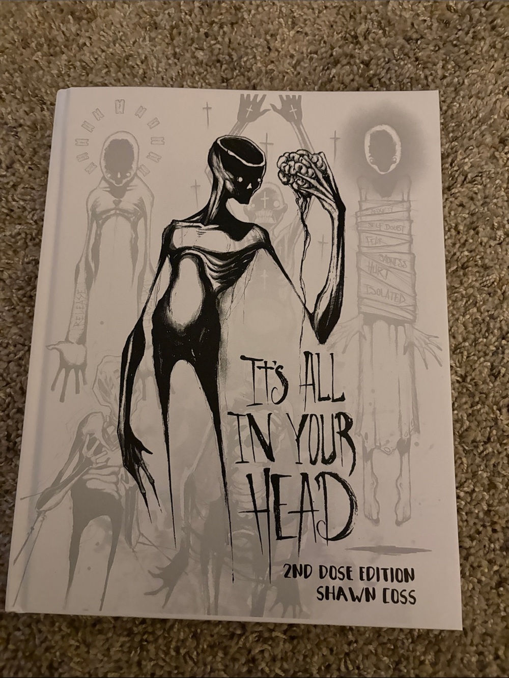 "It's All In Your Head" Art Print - Monochrome Horror Illustration book